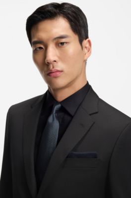 Slim-fit suit in performance wool serge, Black