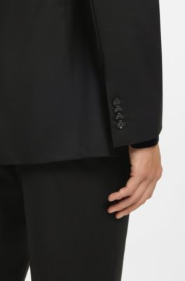 Slim-fit suit in performance wool serge, Black