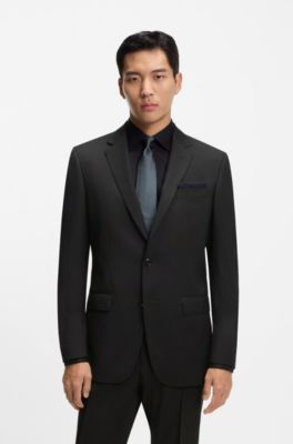 Slim-fit suit in performance wool serge, Black