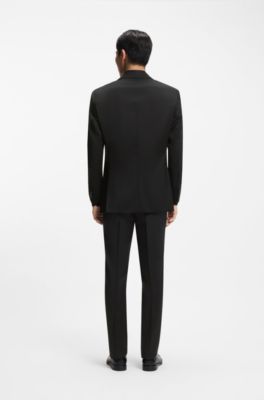 Slim-fit suit in performance wool serge, Black