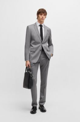 BOSS - Slim-fit suit in performance wool serge - Grey
