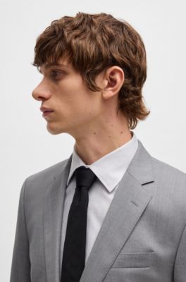 Slim-fit suit in performance wool serge, Grey