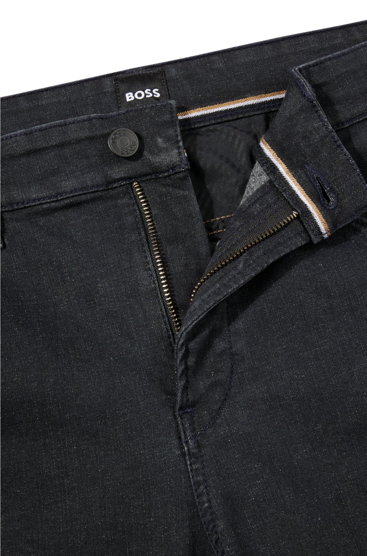 BOSS - Slim-fit jeans in black soft-washed denim