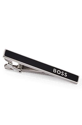 Boss monogram-pattern Tie Clip - Silver