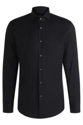 BOSS Slim fit shirt in easy iron poplin Black