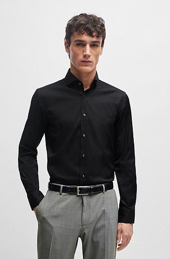 Business Shirts in Black by HUGO BOSS