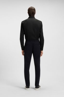 Camisa slim fit de popel&iacute;n de algod&oacute;n de planchado f&aacute;cil, Negro