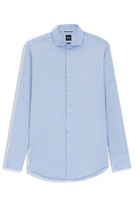 Camisa slim fit de popelín de algodón de planchado fácil