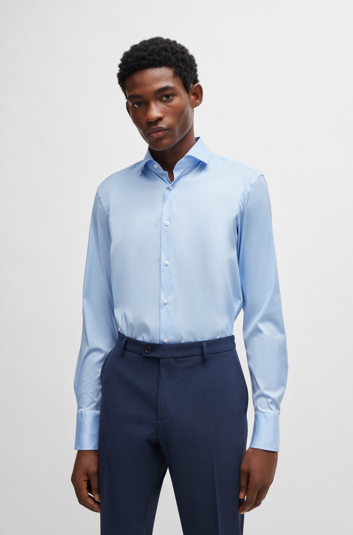 shirt in - cotton-blend easy-iron Slim-fit BOSS poplin