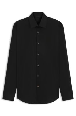 BOSS - Slim-fit shirt in easy-iron cotton poplin