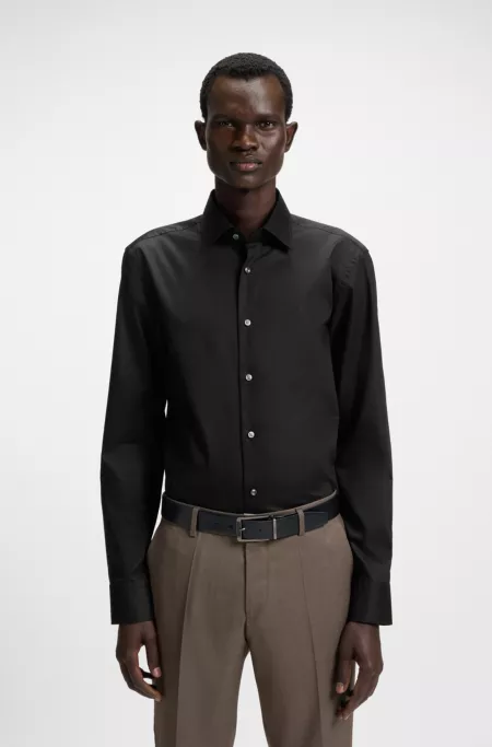 Easy-iron slim-fit shirt in cotton poplin