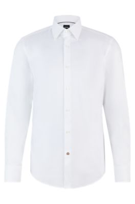 Shop Hugo Boss Slim-fit Shirt In Easy-iron Cotton Poplin In White