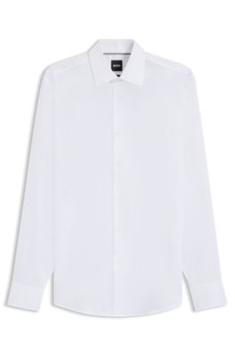 Shop Hugo Boss Slim-fit Shirt In Easy-iron Cotton Poplin In White