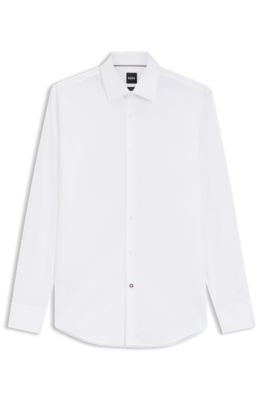Camisa slim fit en popel&iacute;n de algod&oacute;n de planchado f&aacute;cil, Blanco