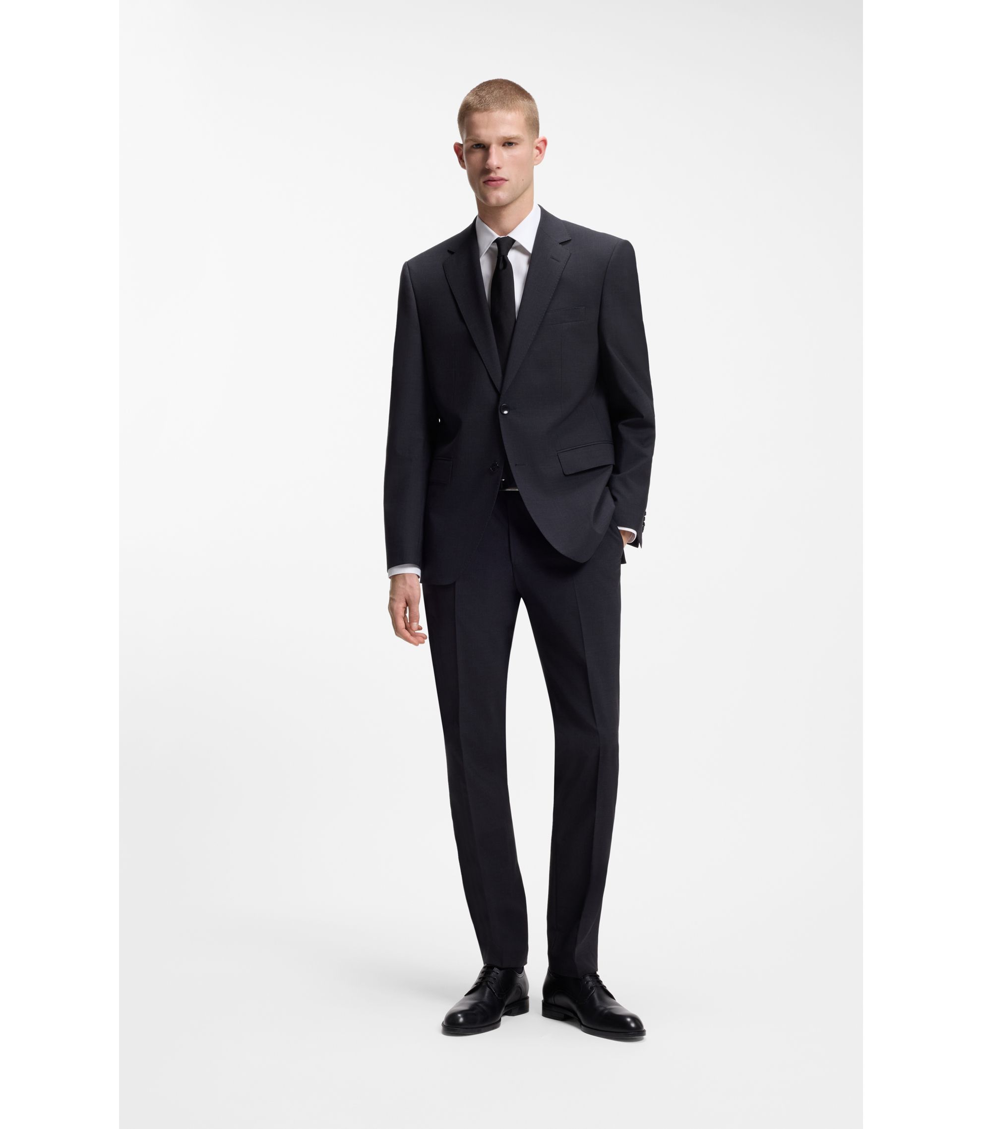 BOSS - Slim-fit shirt in easy-iron cotton poplin - White