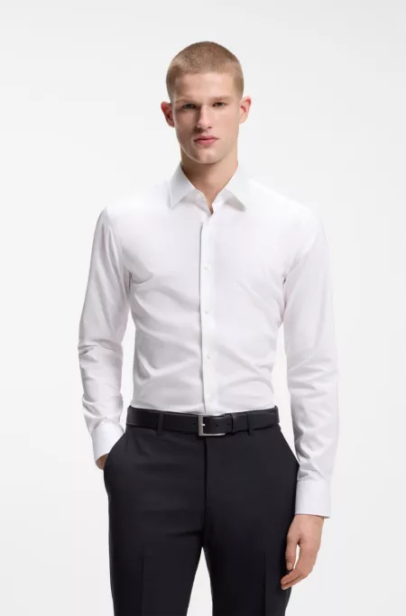 Easy-iron slim-fit shirt in cotton poplin