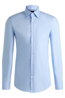 Shop Hugo Boss Slim-fit Shirt In Easy-iron Cotton Poplin In Light Blue