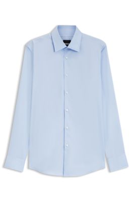 Slim-fit shirt in easy-iron cotton poplin, Light Blue