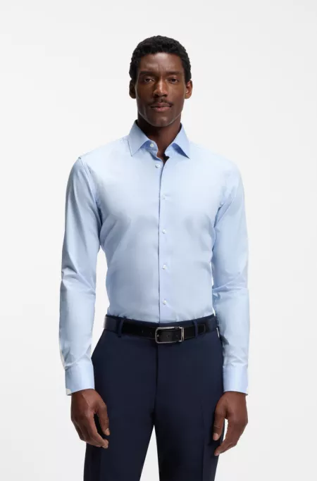 Easy-iron slim-fit shirt in cotton poplin
