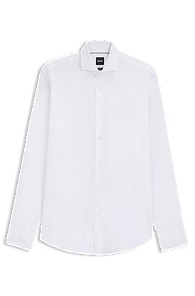 Regular-fit shirt in striped cotton twill