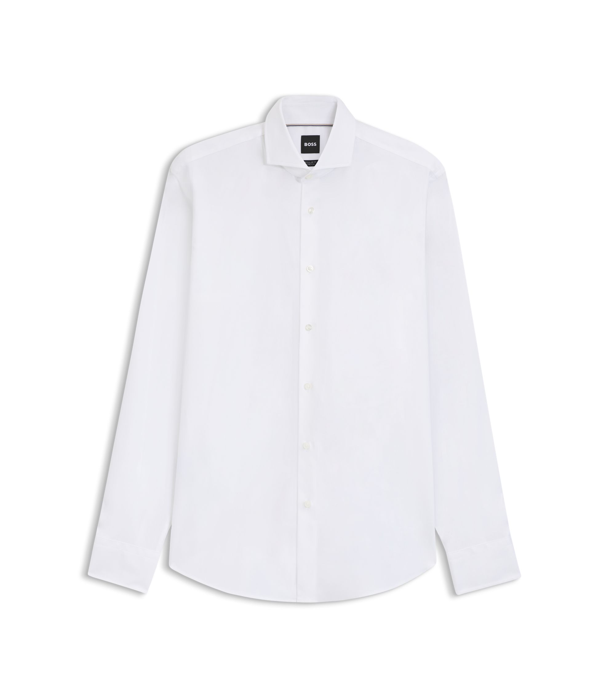 custom fitted dress shirt - #cc68 white stretch cotton reviews Comfort Stretch Non-Iron Solid Dress Shirt With Contrast Trim