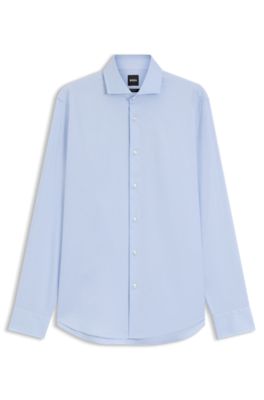 Regular-fit stretch-twill dress shirt, Light Blue
