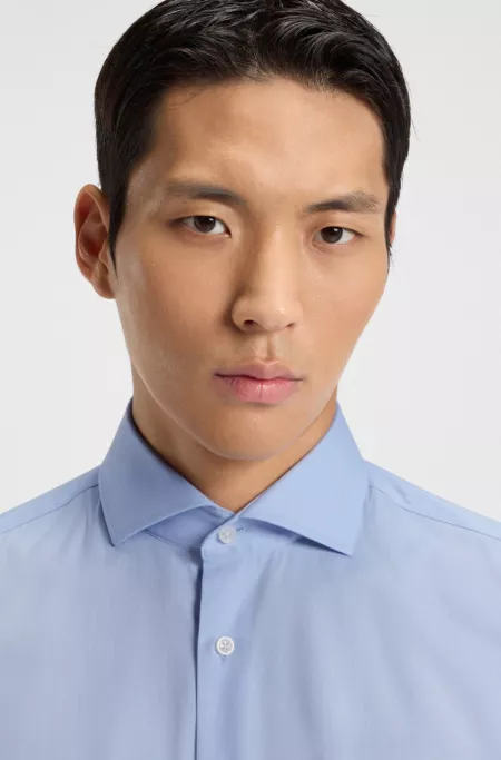 Regular-fit shirt in striped cotton twill