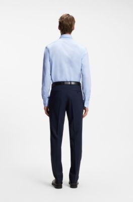 Regular-fit stretch-twill dress shirt, Light Blue