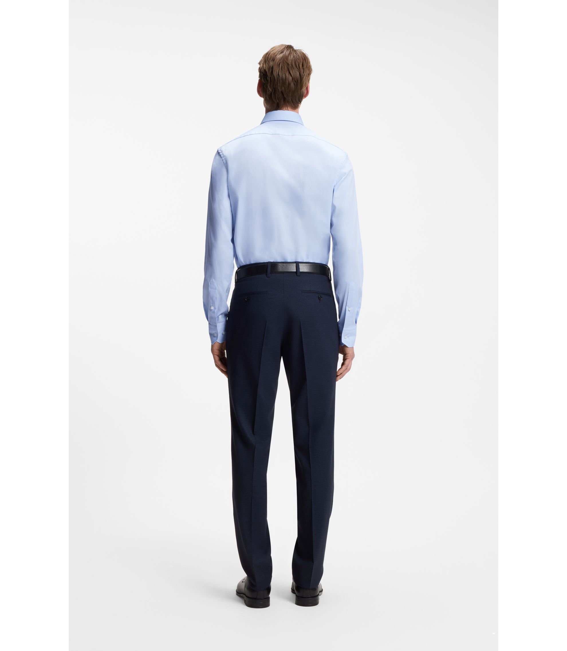 hugo boss dress shirt BOSS Regular-fit stretch-twill dress shirt, Men, Size: 16, light blue
