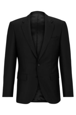 Hugo Boss Men's Single-breasted Jacket In Stretch Wool In Black