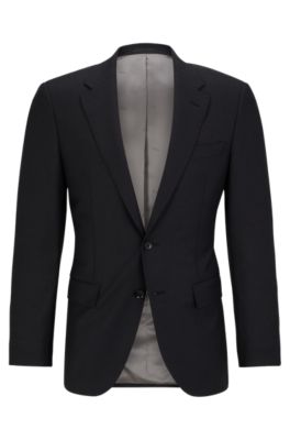 Hugo Boss Men's Single-breasted Jacket In Stretch Wool In Dark Grey