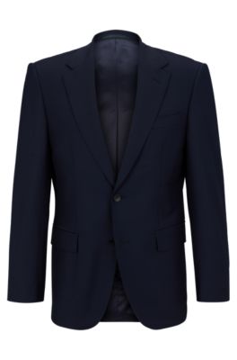 Shop Hugo Boss Single-breasted Jacket In Stretch Wool In Dark Blue