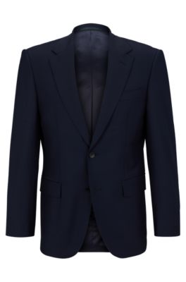 Hugo Boss Single-breasted Jacket In Stretch Wool In Dark Blue