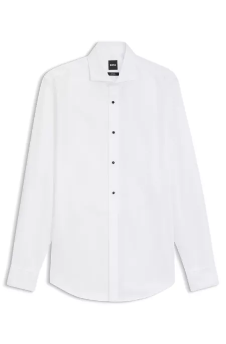 slim fit luxury cotton double cuff dress shirt Luxury Shirt' in Champagne with French Cuff - Slim Fit