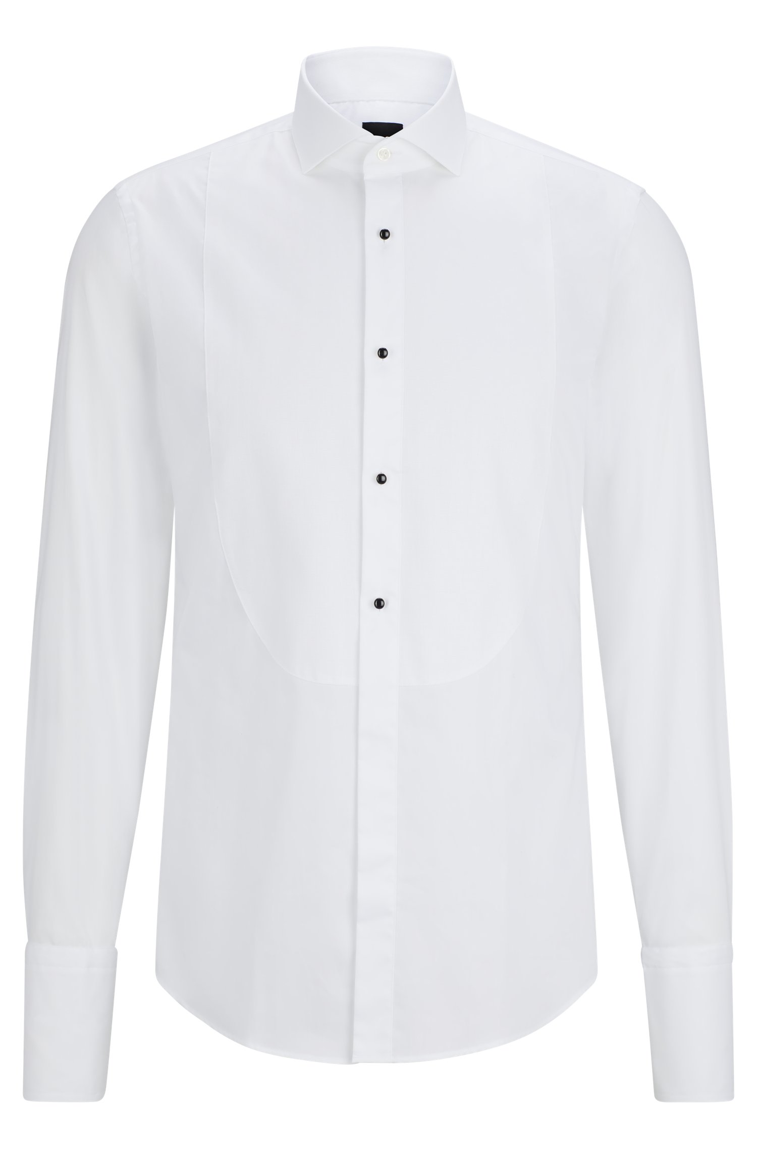 Camisa de vestir slim fit en popelín algodón elástico planchado fácil