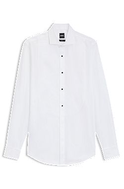 Slim-fit dress shirt in easy-iron stretch-cotton poplin
