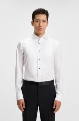 BOSS - Slim-fit dress shirt in easy-iron stretch-cotton poplin