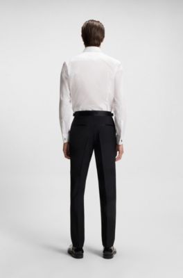 Easy-iron slim-fit dress shirt in stretch-cotton poplin, White