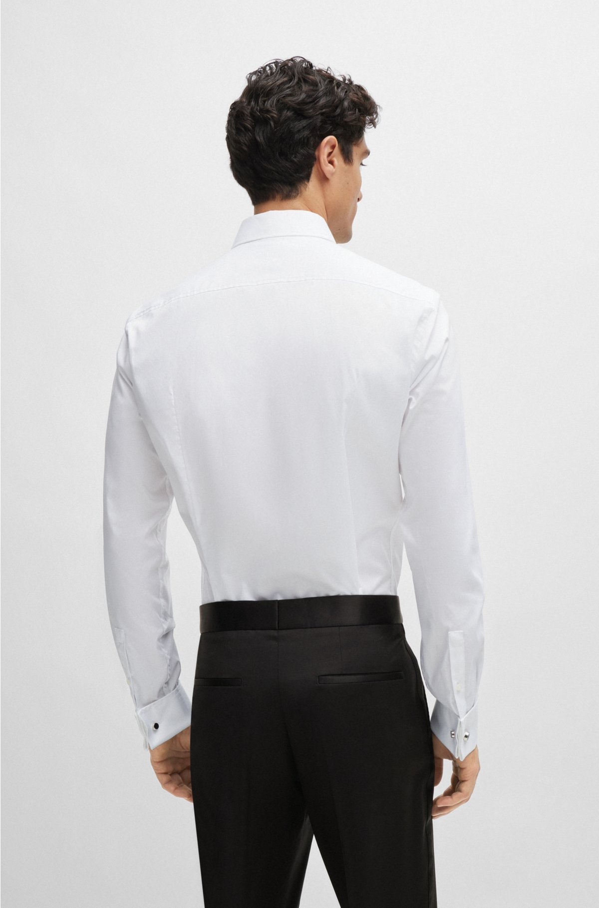 White Fitted Cotton Stretch Shirt