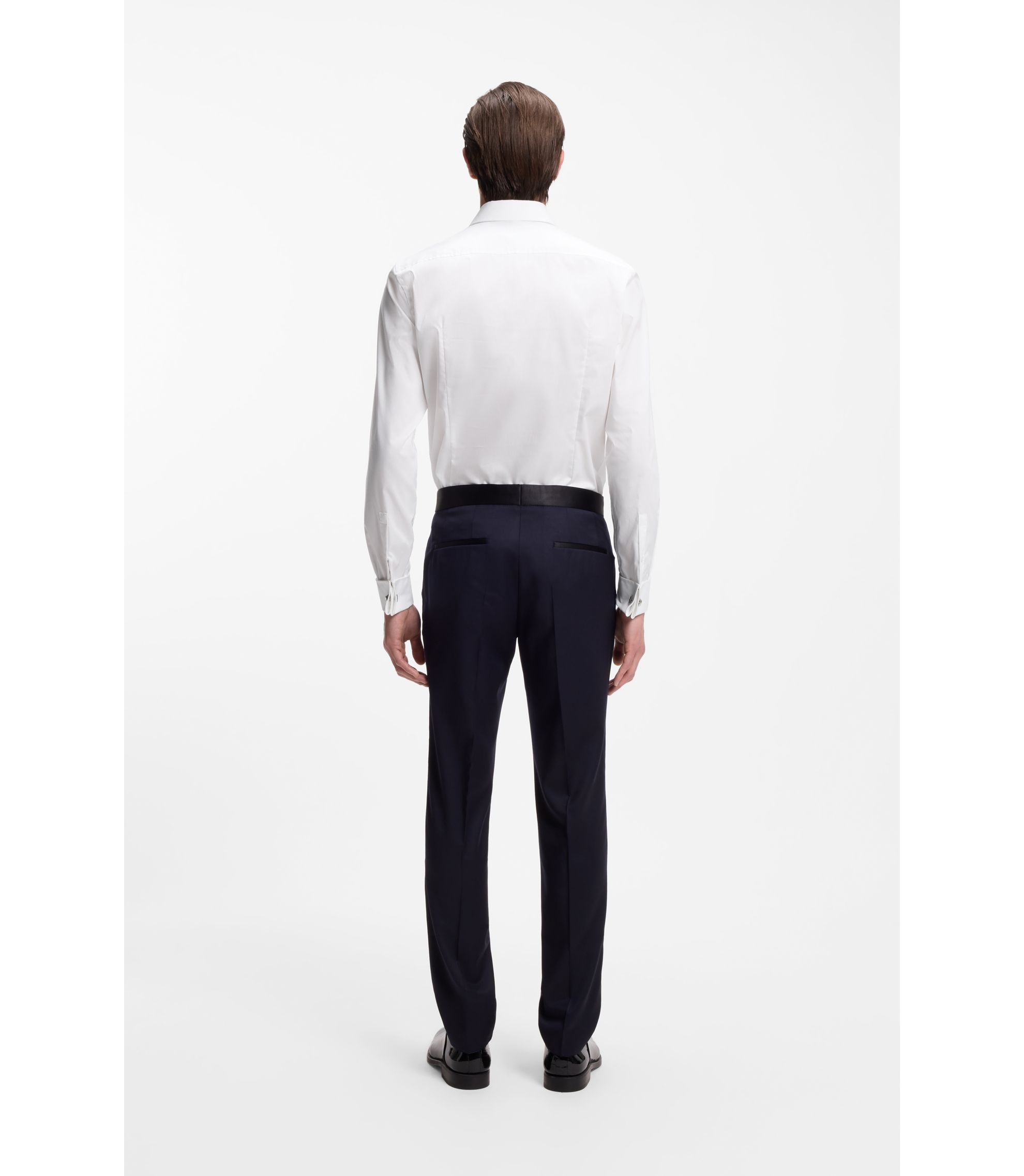 BOSS - Slim-fit dress shirt in easy-iron stretch cotton - White