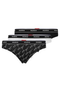 Three-pack of logo-waistband thongs in stretch cotton, Black
