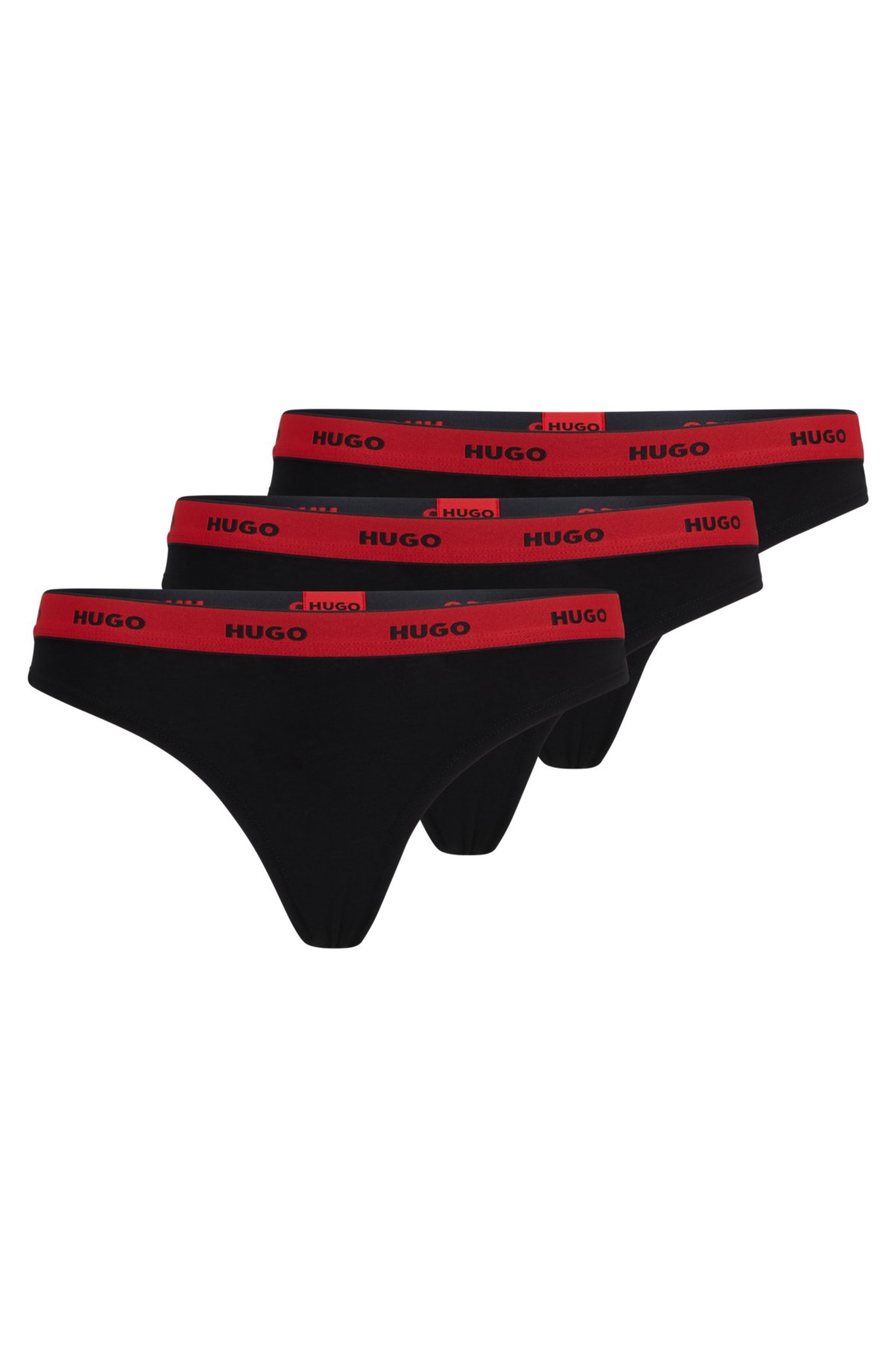 stretch thongs - Three-pack cotton HUGO logo-waistband in of