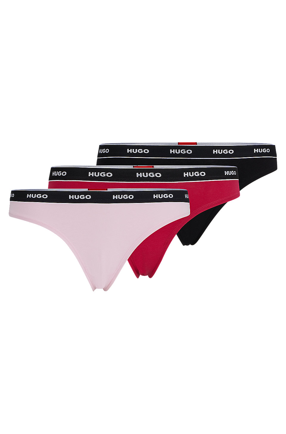 HUGO - Three-pack of logo-waistband thongs in stretch cotton