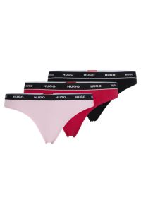 HUGO - Three-pack of thong briefs with stretch-cotton logos