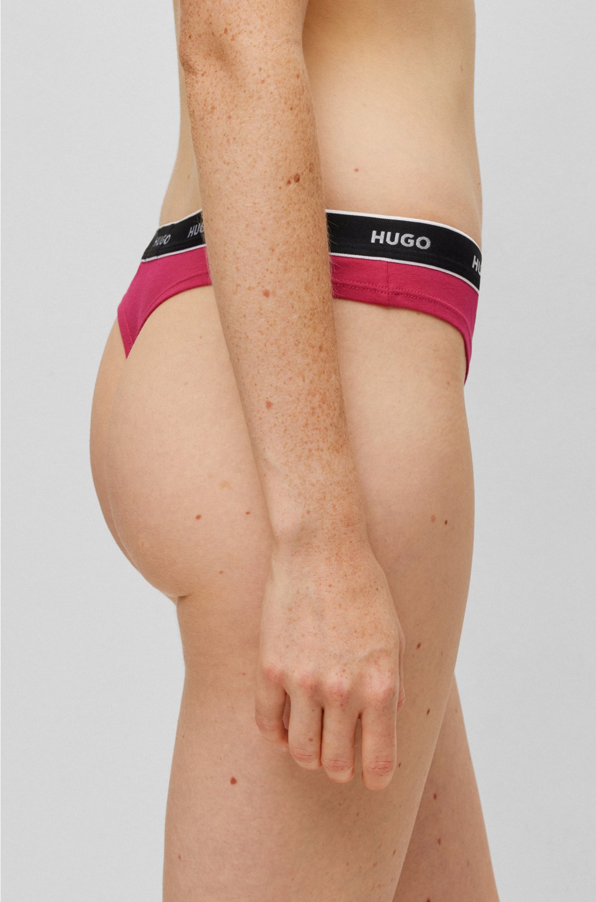HUGO - String briefs in stretch modal with logo waistband