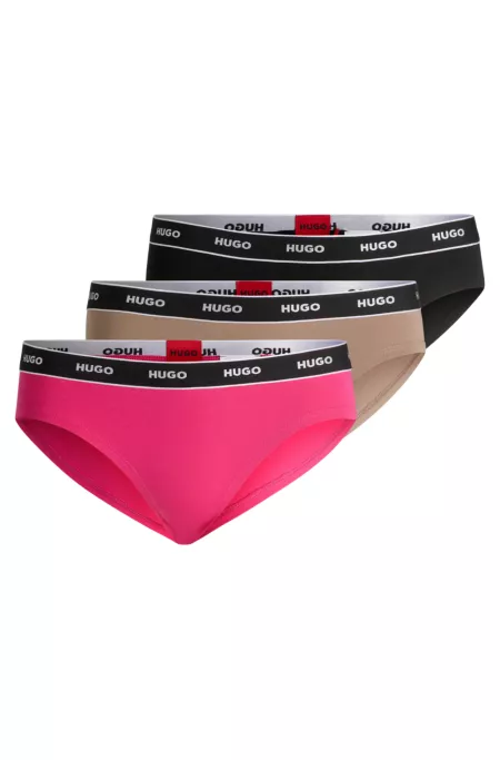 Three-pack of stretch-cotton briefs with logo waistbands