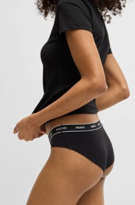 Paquete de tres calzoncillos slip de algod&oacute;n el&aacute;stico con logos en la cintura, Assorted-Pre-Pack