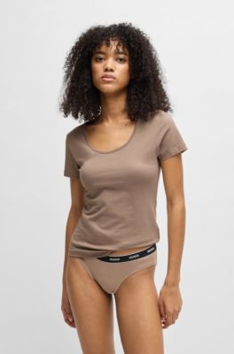 Paquete de tres calzoncillos slip de algod&oacute;n el&aacute;stico con logos en la cintura, Assorted-Pre-Pack