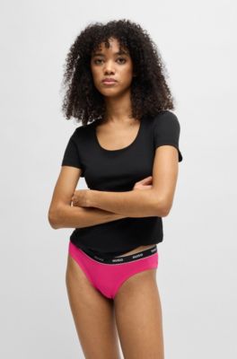 Paquete de tres calzoncillos slip de algod&oacute;n el&aacute;stico con logos en la cintura, Assorted-Pre-Pack