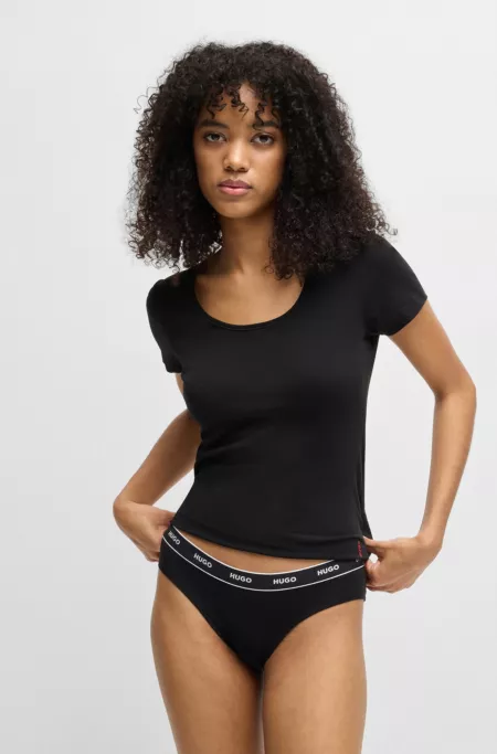 Three-pack of stretch-cotton briefs with logo waistbands